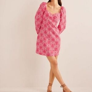 Boden Linen Mini Shift Dress Puff Sleeve Floral Print UK 22 US 20 - 22 NWT